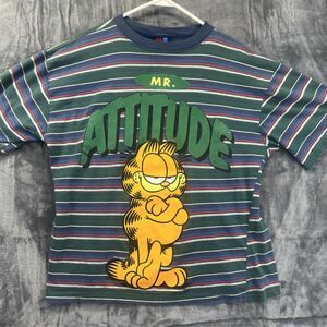 Garfield Cat T Shirt AOP Stripes Streetwear Sun Medium Vintage 80s 90s